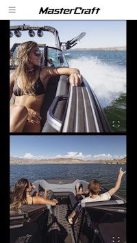 two pictures of people on a boat with the text mastercraft